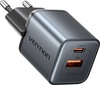 Laadija Vention GaN USB-C + USB-A 30W, hall