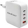 Seinalaadija Qoltec 140W GaN, 5-20V, 3xUSB-C PD, 1xUSB QC 3.0, valge