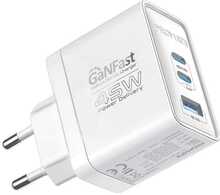 Seinalaadija Promate PowerPort-45 GaNFast, 45W, QC3.0, PD45W, valge