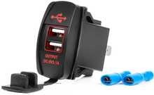 Veekindel telefonilaadija Amio AMIO-04228, 2xUSB, 12/24V, punane LED-valgustus