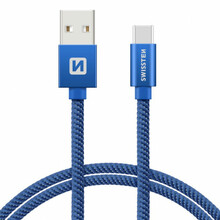 USB-C andme- ja laadimiskaabel Swissten SW-QU-TYPC-3.1, 1.2 m, sinine