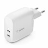 Laadija Belkin WCB006VFWH BoostCharge 40W Dual 20W USB-C PD, valge