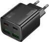 Laadija Hoco N56, 30W GaN, 2xUSB-C, 2xUSB-A, must
