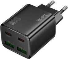 Laadija Hoco N56, 30W GaN, 2xUSB-C, 2xUSB-A, must