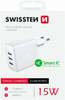 Laadija Swissten Smart IC 22052100, 3xUSB, 15W, valge