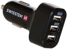 Autolaadija Swissten SW-CCH-TRI5.2A-B, 3xUSB, must