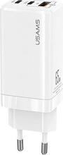 Seinalaadija Usams CC110TC02 T33, 65W, 2xUSB-C + USB, valge