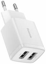 Laadija Baseus CCXJ010202 Compact Quick Charger, 2x USB, 10.5 W, valge