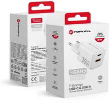 Reisilaadija Forcell F-Energy Mini GaN III VT-35, 30W, USB-C + USB-A, PD QC4.0, valge