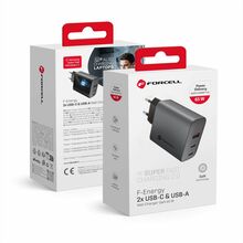Laadija Forcell F-Energy VT-42B, 65 W, 2x USB-C, 1x USB-A, hall