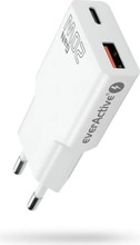Seinalaadija Everactive SC-340Q Charger Super Slim QC 3.0, 20 W, 1xUSB, 1xUSB-C, valge