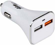 Autolaadija Akyga AK-CH-08, 2x USB-A, 18W, valge