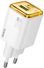 Telefoni laadija Hoco N52, USB A + USB C, QC3.0 PD, 3A, 20W, valge