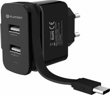 Laadija Platinet 2xUSB 3,4A + USB-C (44654)