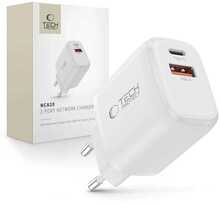 Seinalaadija Tech-Protect NCA20 PD 20W QC3.0 USB-A / USB-C, valge