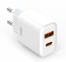 Seinalaadija XO CE12, 20W, 1x USB, 1x USB-C, valge
