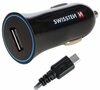 Autolaadija Swissten Premium, Micro USB, 1A, must