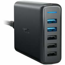 Seinalaadija Anker PowerPort A2054L11, 5USB, 63W, must