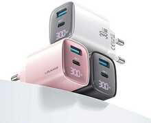Seinalaadija Usams CC229, 30W, USB-C/USB-A, valge