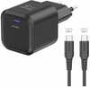 Reisiadapter Swissten GaN USB-C 35W PD, 1,2 m kaabel, must