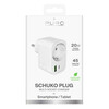 Laadija Puro 20W Power Delivery, Schuko pistik ja pesa, 1x USB-C + 1x USB-A, valge