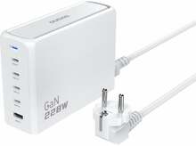 Laadija Dudao A228EU GaN, 1x USB-A, 4x USB-C, 228W, valge