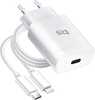 Laadija BlueStar TFK-TC-1099C, 18W, USB Type C/Apple Lightning, valge