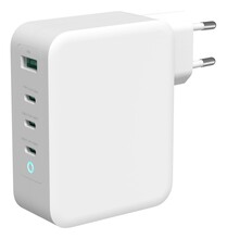 Seinalaadija Deltaco USBC-GAN04, 1x USB-A, 3x USB-C, 130 W, valge