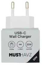 Seinalaadija Musthavz to Go USB-C 20W, valge