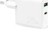 Seinalaadija Puro PUR521WHT, 25 W, USB-A, USB-C, valge