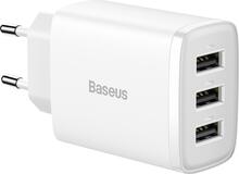 Laadija Baseus Compact Charger 3U, 17 W, 3xUSB, valge