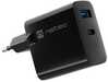 Seinalaadija Natec Ribera Gan 65W, USB-A + USB-C, must