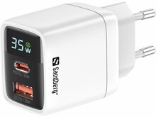 Laadija Sandberg 441-52 2in1, 1xUSB-C, 1xUSB, 35W, valge