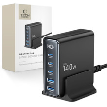 Laadimisjaam Tech Protect DC140W-GAN, 5 PORT, PD140W/QC3.0, must