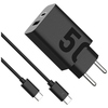 Seinalaadija Motorola TurboPower 50W, Dual USB-C/USB-A, 1 m kaabel, must