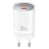 Seinalaadija XO CE21, 30W, 1x USB-C, 1x USB-A, valge