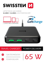Laadija Swissten Desktop, 2x USB-C, 2x USB, 65W, must