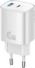 Seinalaadija Usams CC290 T66, 45W GaN, 1xUSB-C, 1xUSB-A, hõbe
