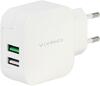 Laadija Vivanco 2xUSB, 2.4A/1A, valge