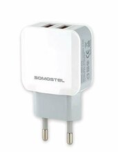 Adapter Somostel SMS-A13, 2xUSB, 10 W, valge/oranž