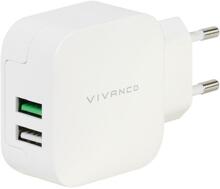 Laadija Vivanco 2xUSB, 2.4A/1A, valge