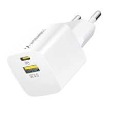 Seinalaadija Wozinsky WWCEAC GaN USB-A USB-C 33W, valge