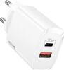 Laadija Usams CC121TC01, 1xUSB-C, 1xUSB, 20W, valge