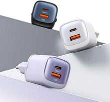 Laadija Usams CC254, 30W, USB-C/USB-A, lilla