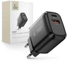 Seinalaadija Tech-Protect NCA30, PD 30W, QC3.0, USB-A, USB-C, must