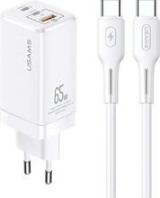 Võrgulaadija Usams MTXLOGTC02, 2xUSB-C, 65W, valge