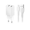 Laadija Awei C15L-EU, 2xUSB-A 10W, USB to Lightning kaabel, valge