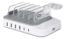 Laadimisjaam Deltaco DPS-0203, 4x USB-A, 2x USB-C, 50 W, valge