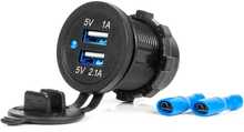 Veekindel telefonilaadija Amio AMIO-04216, 3.1A, 2xUSB, sinine LED indikaator, 12/24V