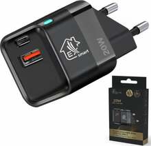 Laadija Extralink Smart Life 20W, USB-C + USB-A, must